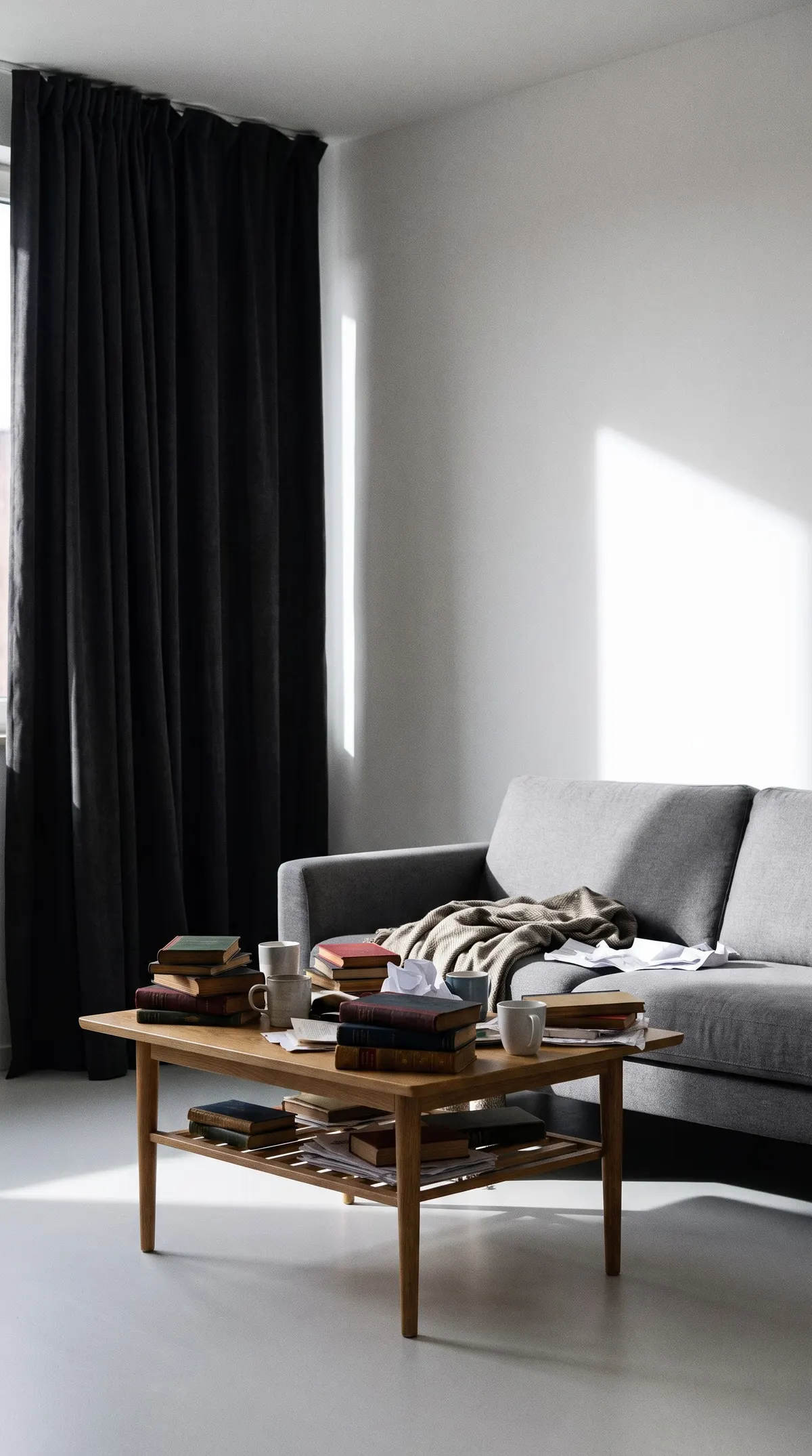Ordinary living room before the coastal makeover